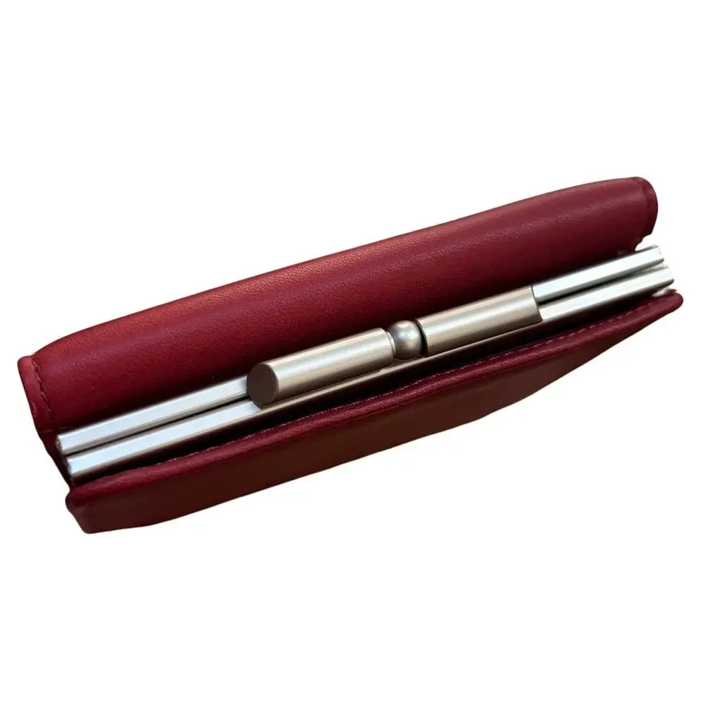 NEW Charter Club red leather ladies wallet framed mini purse coin pocket